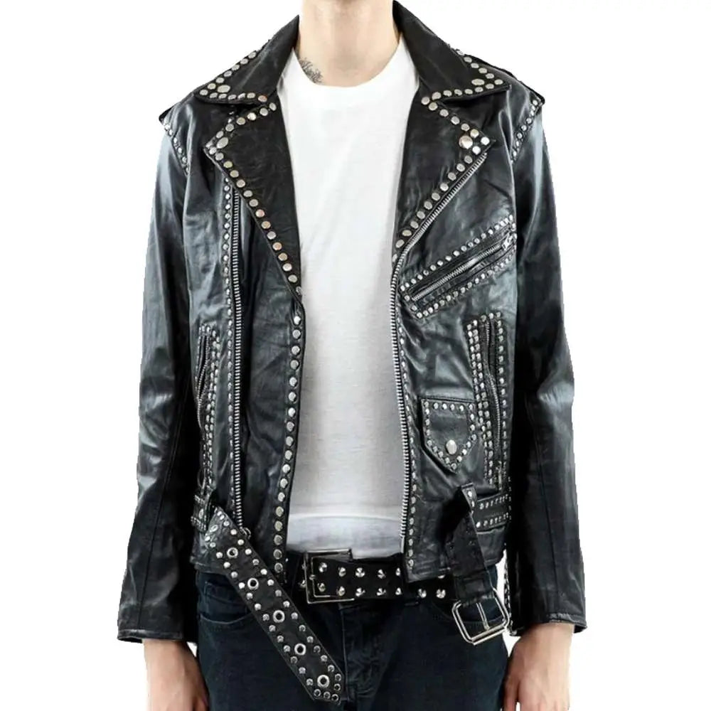 Men’s Studded Leather Jacket-1
