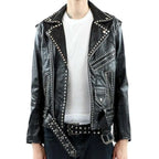 Men’s Studded Leather Jacket-0