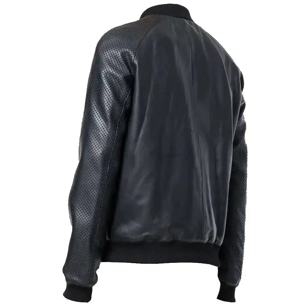 Mens Studded Leather Bomber Jacket-1