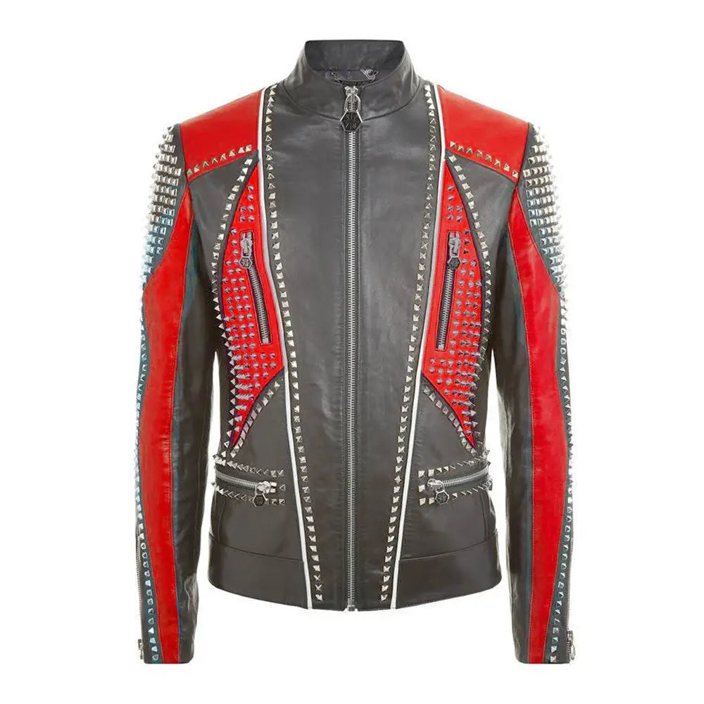 Men’s Full Studded Leather Jacket-0