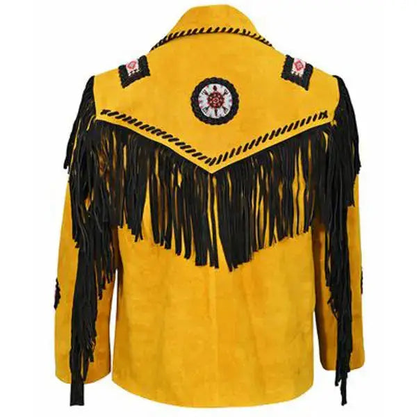 Men's Traditional Native American Western Leather Jacket-1