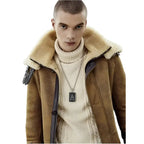 Men’s Vintage Brown Shearling Bomber Coat-2