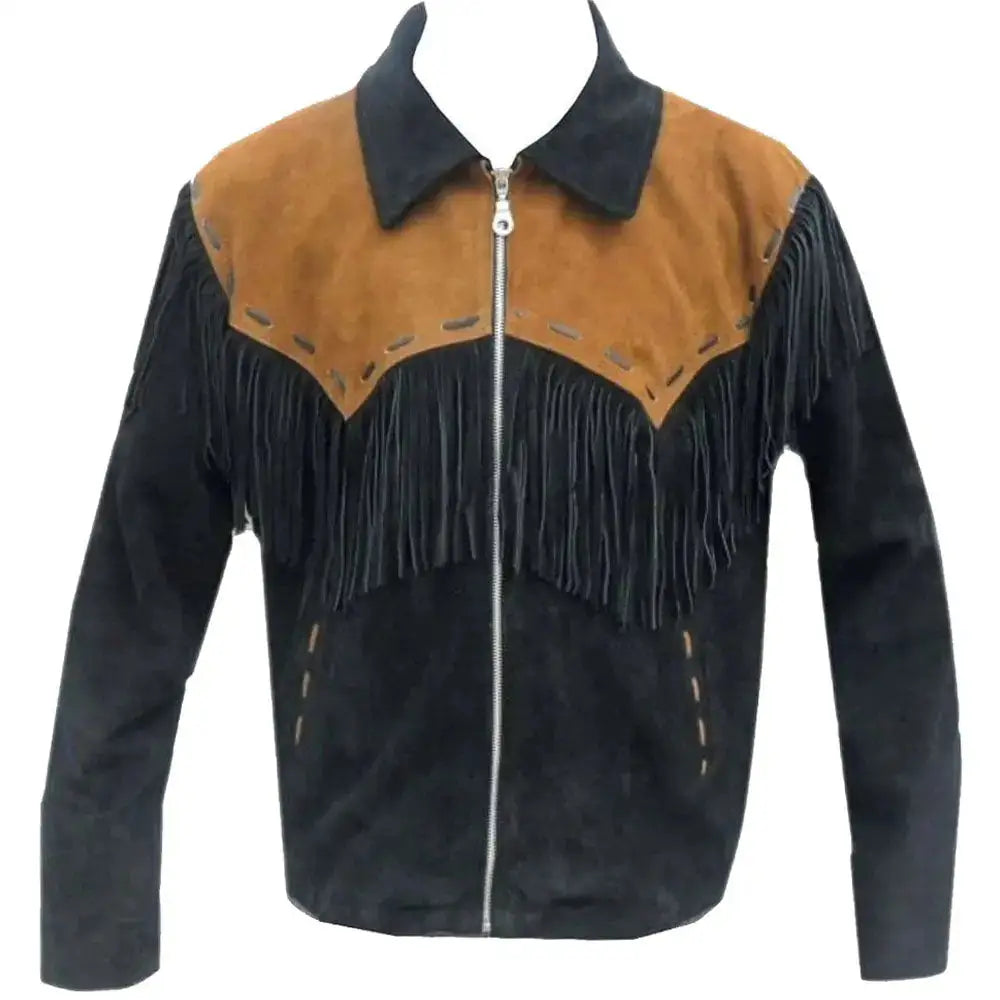 Men's Western Cowboy Suede Leather Jacket-0