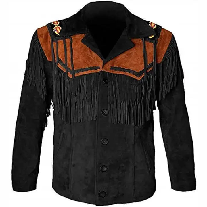 Men's Western Real Suede Cowboy Leather Jacket-0