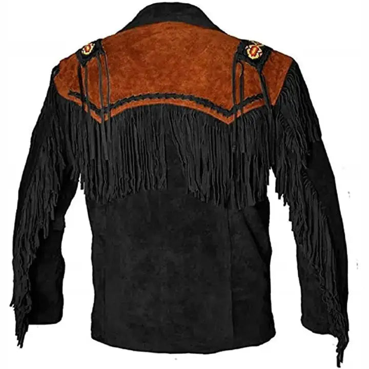 Men's Western Real Suede Cowboy Leather Jacket-1