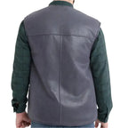 Men’s Western Sheepskin Vest – White Fur Lining & Rugged Style-1