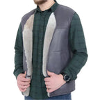 Men’s Western Sheepskin Vest – White Fur Lining & Rugged Style-2