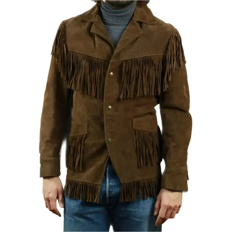 Men's Western Style Suede Leather Jacket-0