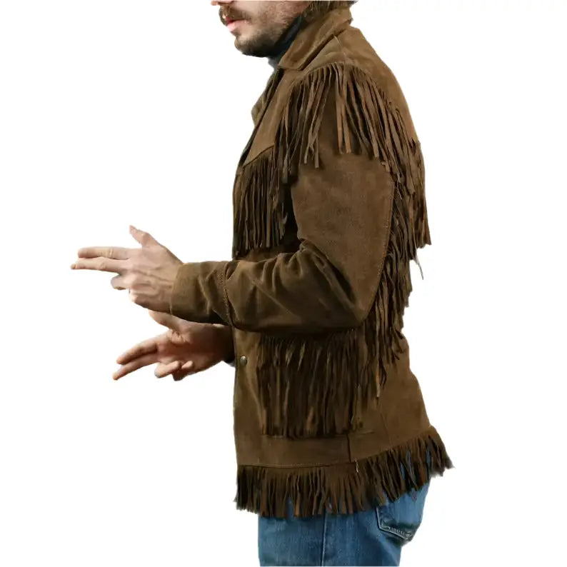Men's Western Style Suede Leather Jacket-2