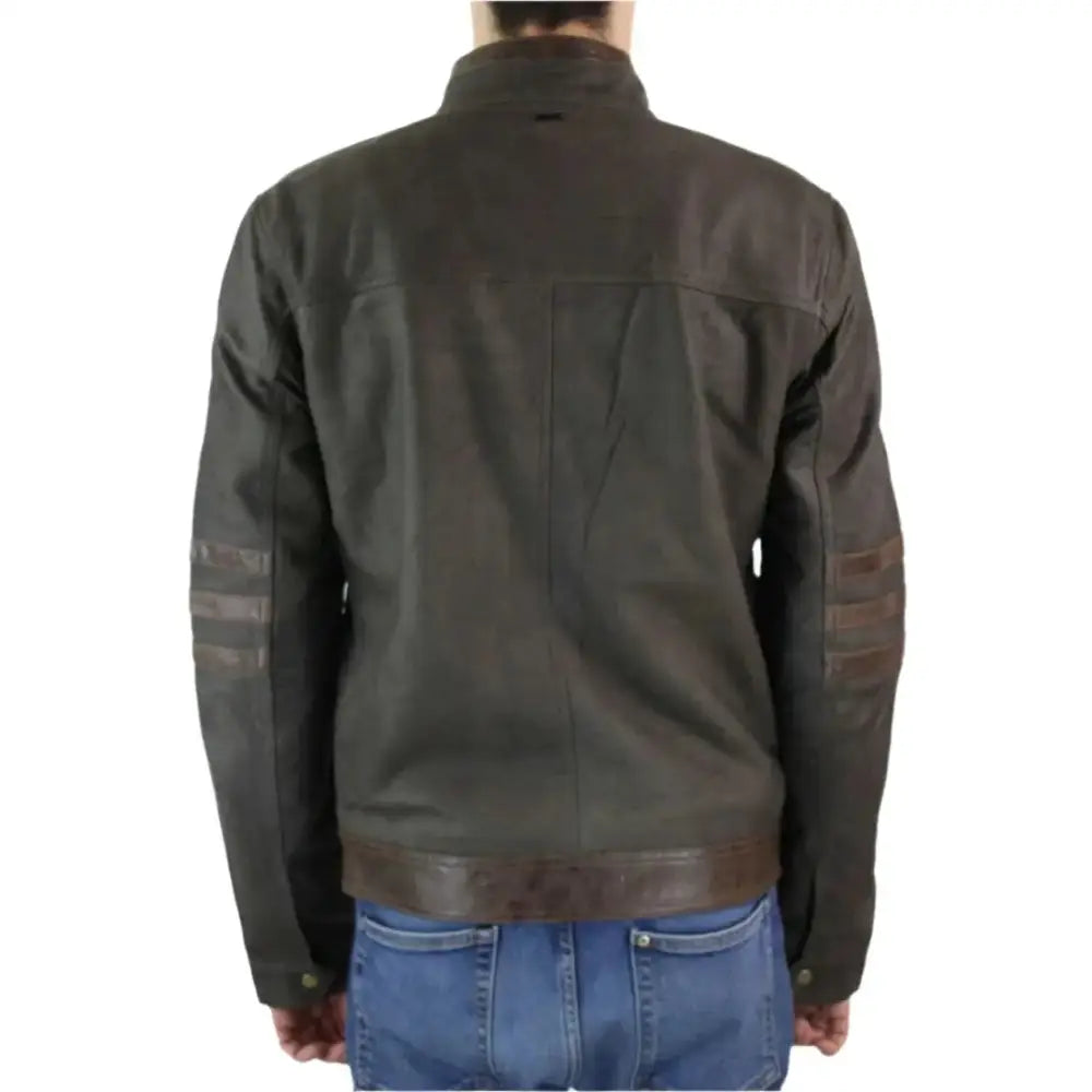 Wolverine Inspired Brown Leather Biker Jacket-1