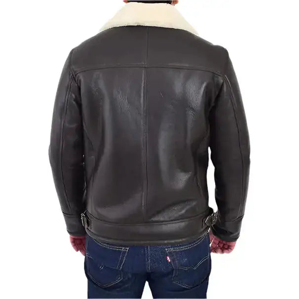 Men’s X Zip Shearling Aviator Bomber Jacket-1