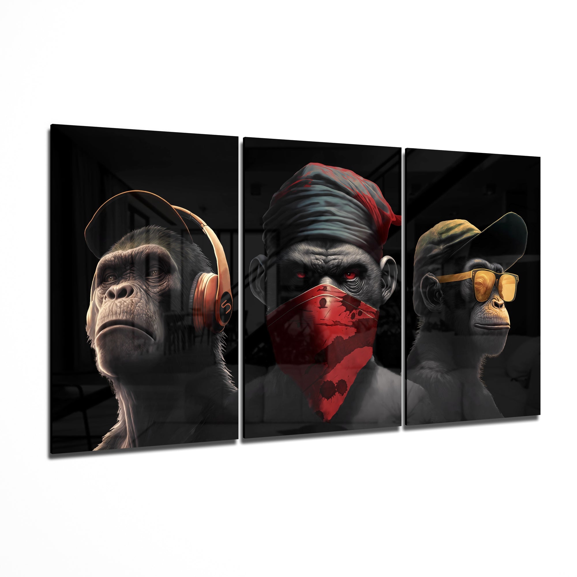 3 Wise Monkeys Mega Glass Wall Art-0