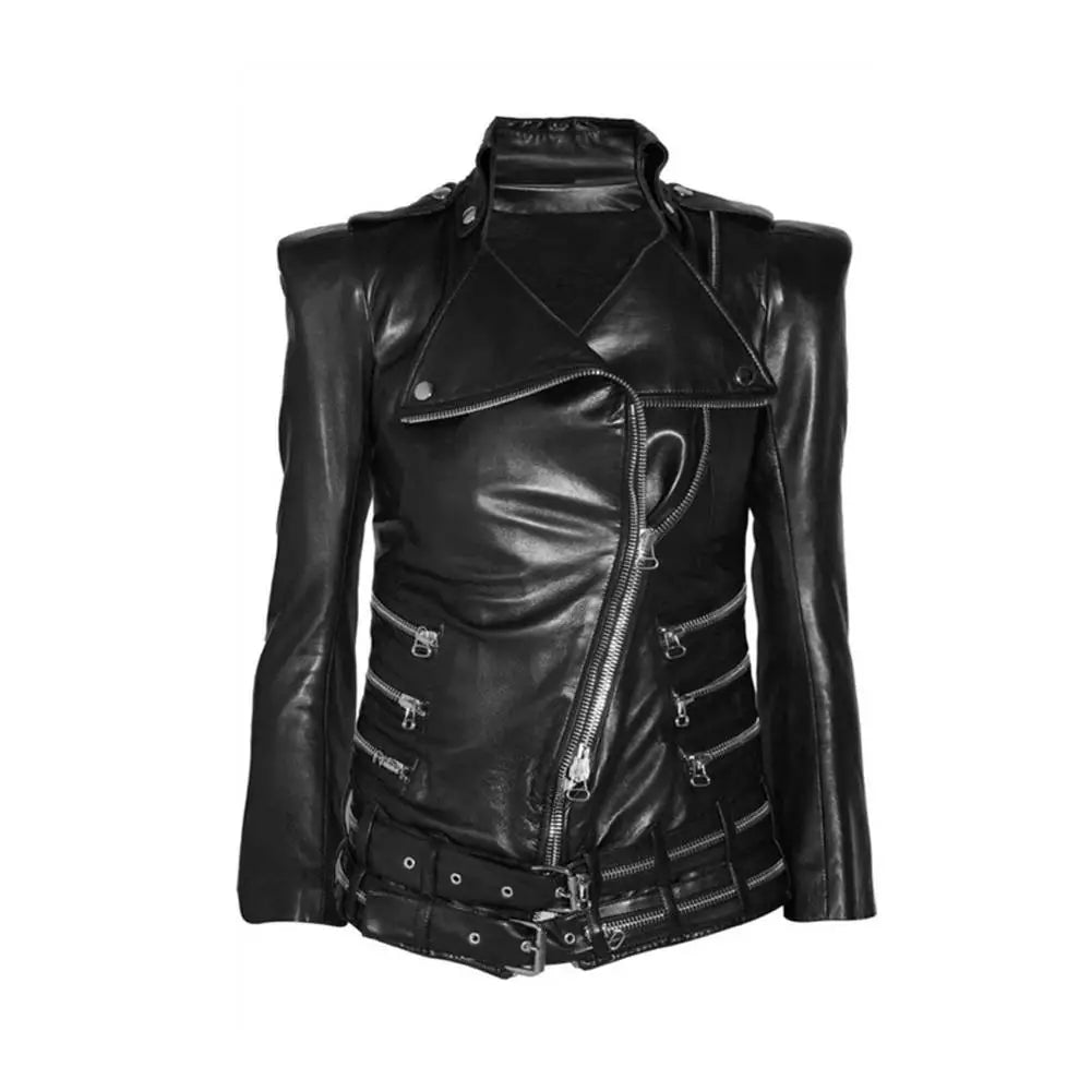 Women’s Military Leather Jacket-0