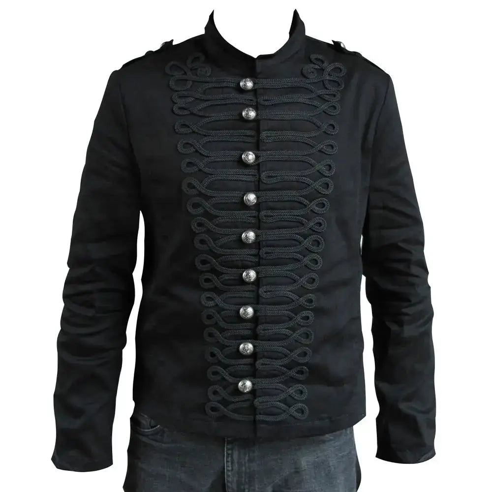 Mens Black Gothic Military Jacket-0