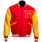 Men's MJ Michael Jackson Thriller Varsity Bomber Jacket – Red M Patch-0