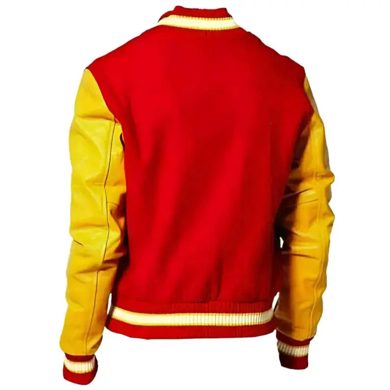 Men's MJ Michael Jackson Thriller Varsity Bomber Jacket – Red M Patch-3