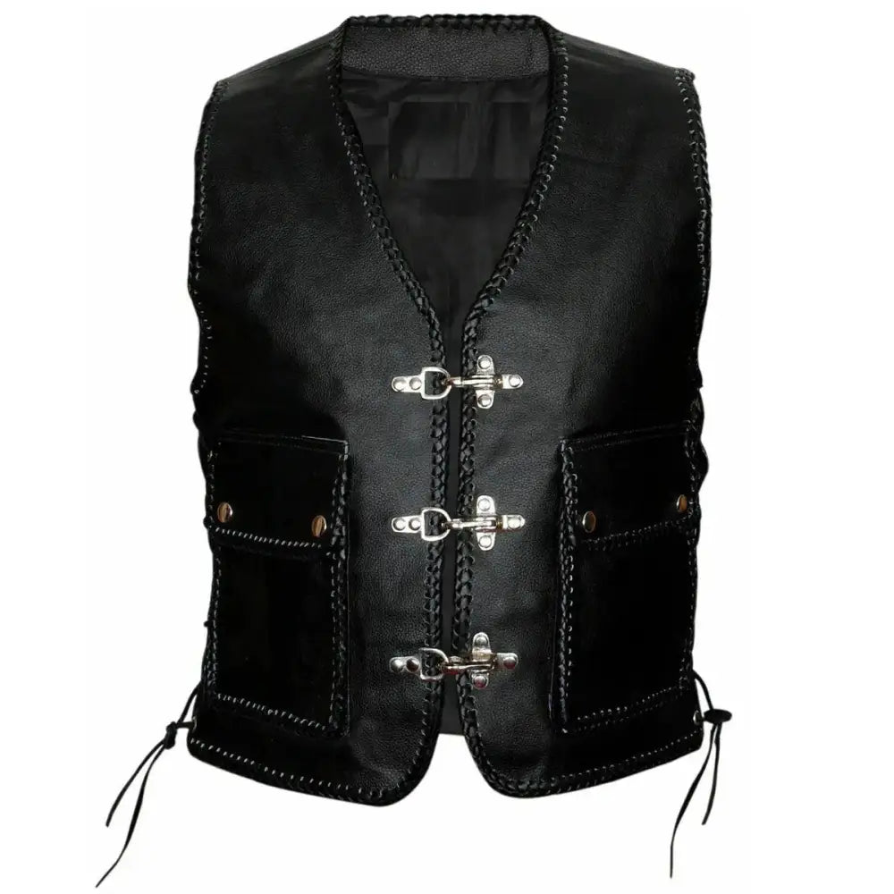 Mens Native American Leather Vest-0