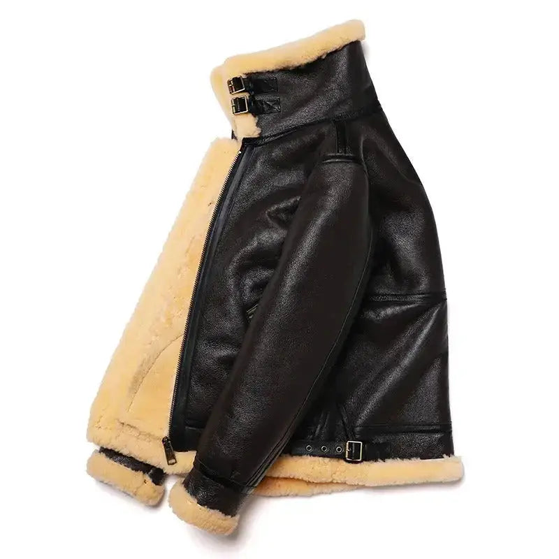 Brown Shearling Flight Jacket-3