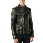 Men’s Classy Studded Biker Leather Jacket-1