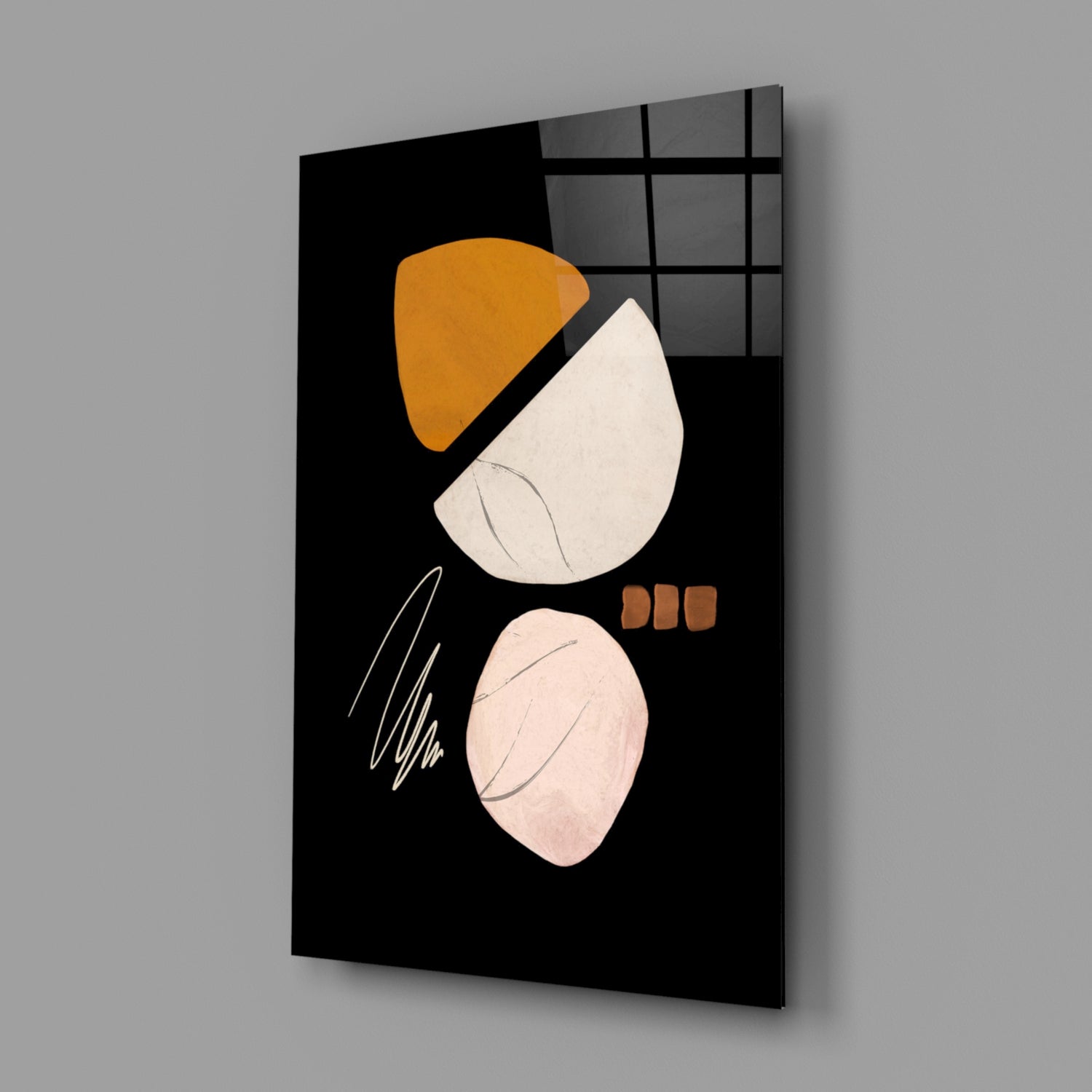 Abstract Acorn Glass Wall Art-1