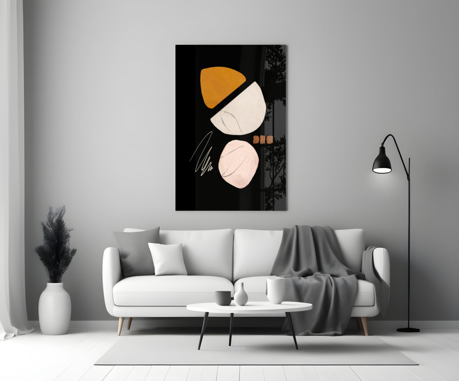 Abstract Acorn Glass Wall Art-2