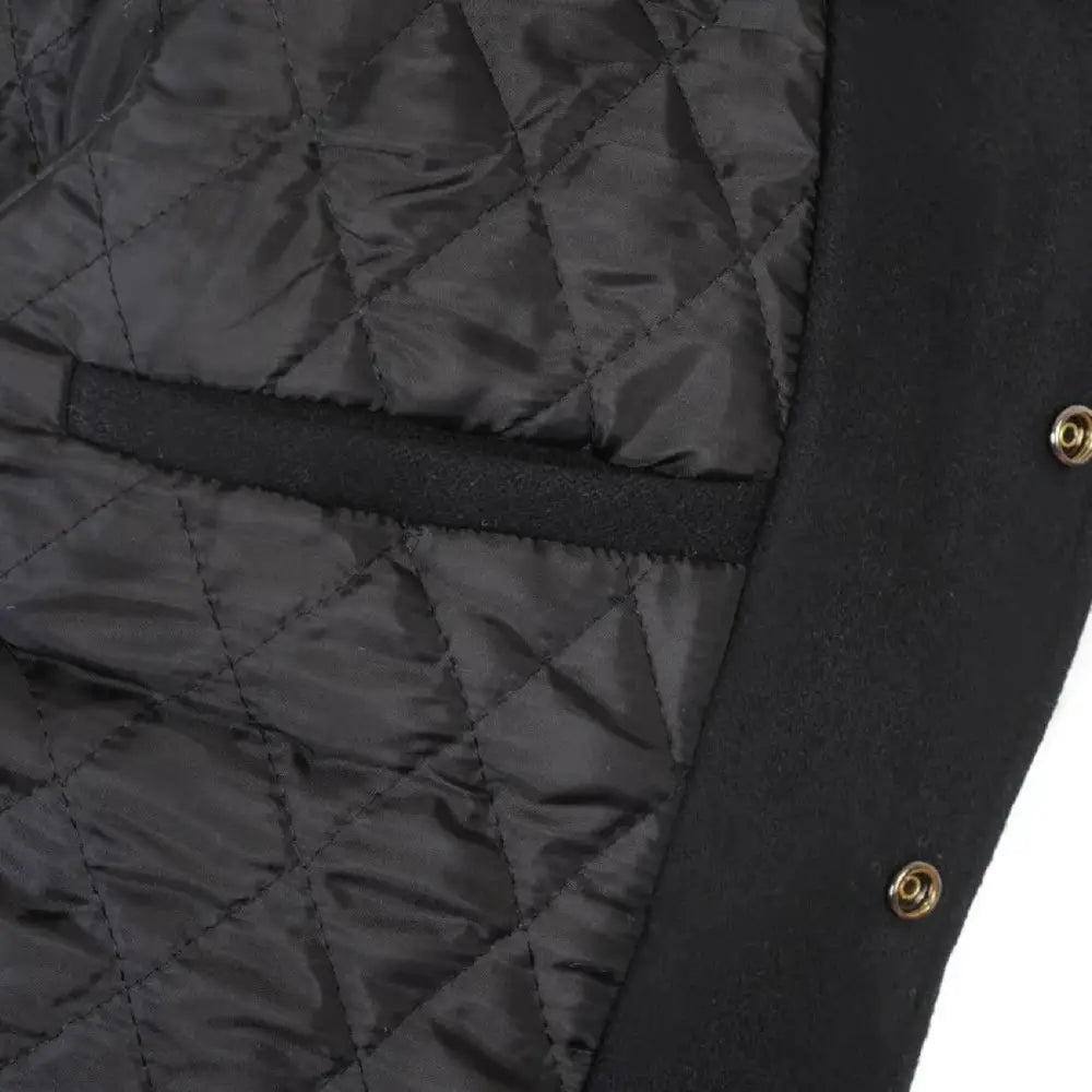 Men's Orange and Black Varsity Leather Jacket-3