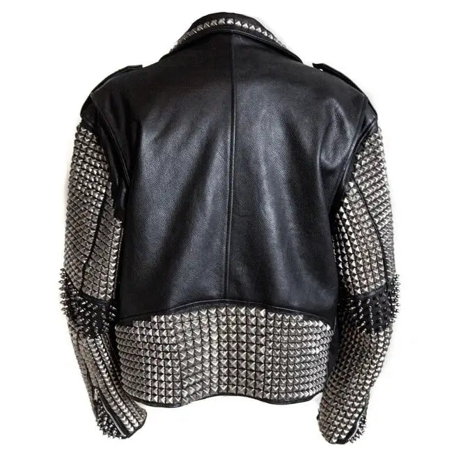 Men’s Punk Studded Rock Emo Biker Leather Jacket – Stylish Design-2