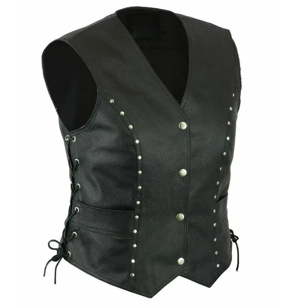 Women’s Punk Motorcycle Leather Vest-0