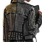 Women’s Punk Long Studded & Spiked Leather Jacket-1