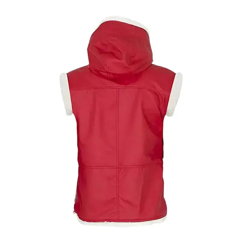 Men's Santa Claus Hooded Red Leather Vest – Holiday Edition-1