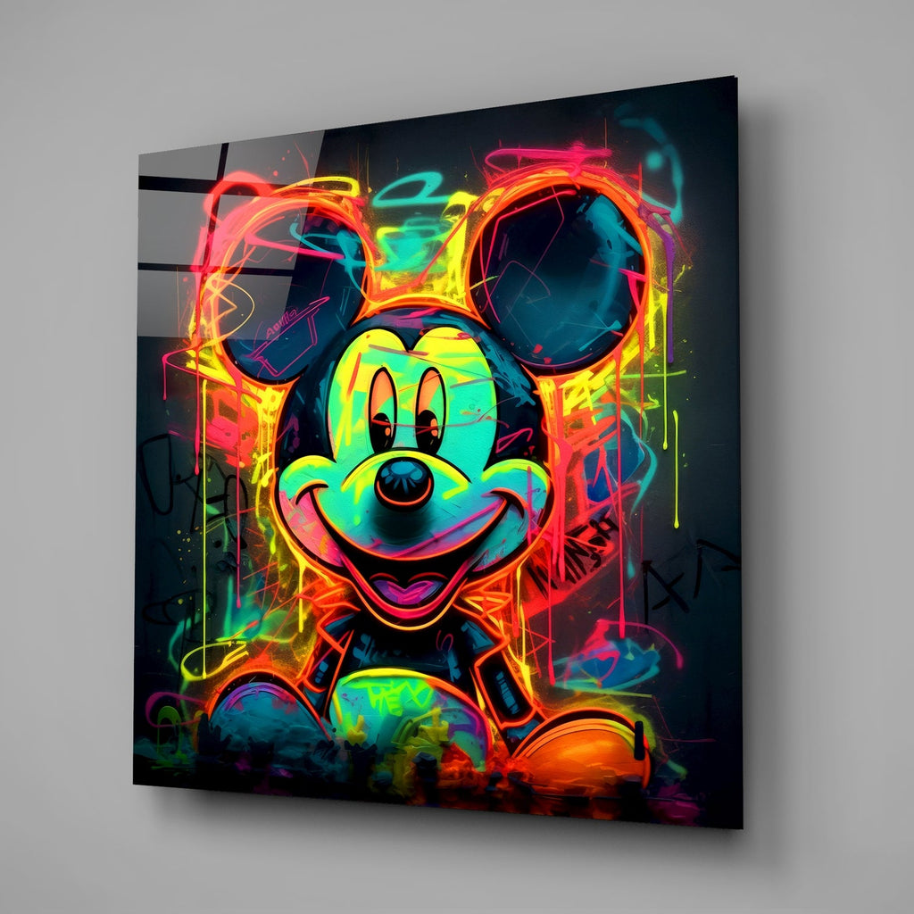 Neon Mickey Glass Wall Art|| Designer's Collection-1