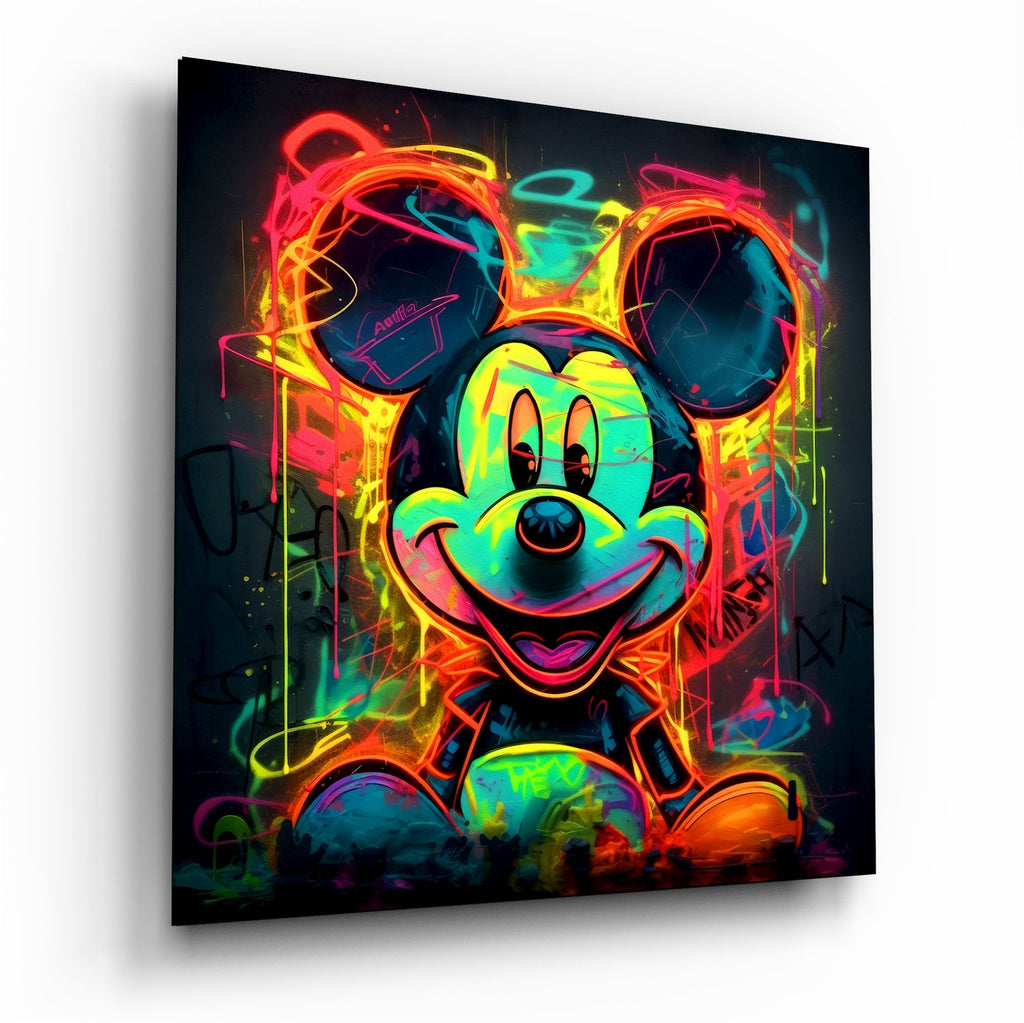 Neon Mickey Glass Wall Art|| Designer's Collection-0