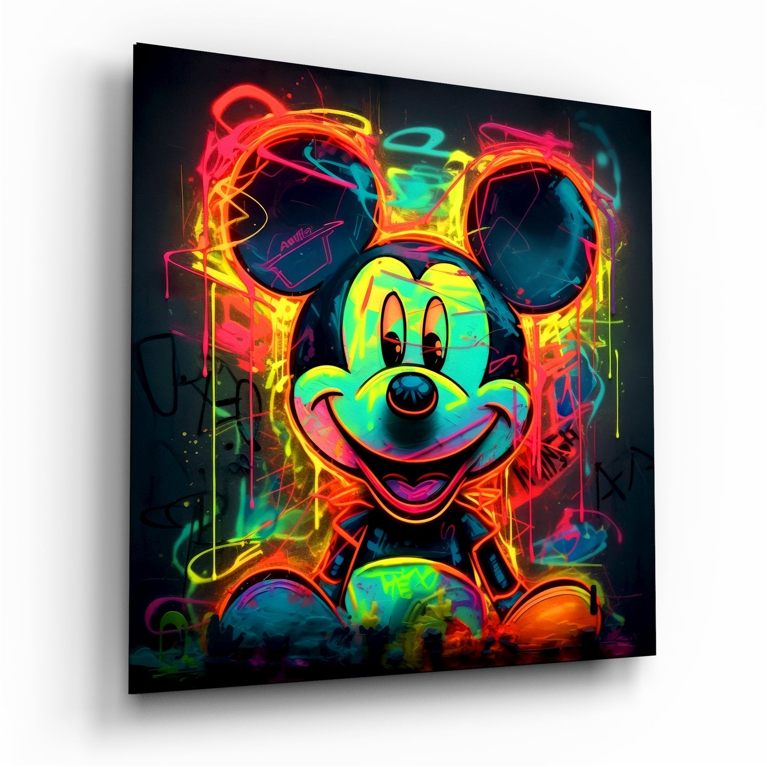 Neon Mickey Glass Wall Art|| Designer's Collection-0