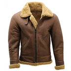 Men’s Real Leather Shearling Bomber Jacket-0