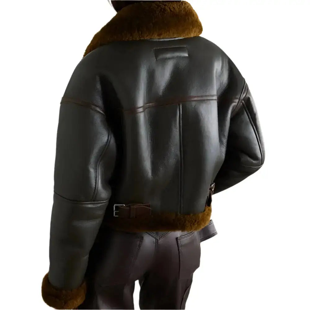 Men’s Shearling-Trimmed Textured Leather Jacket-1