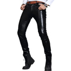 Men’s Skin Tight Leather Motorcycle Pants-4