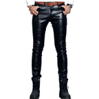 Men’s Skin Tight Leather Motorcycle Pants-0