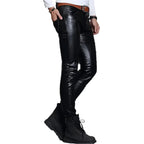 Men’s Skin Tight Leather Motorcycle Pants-3