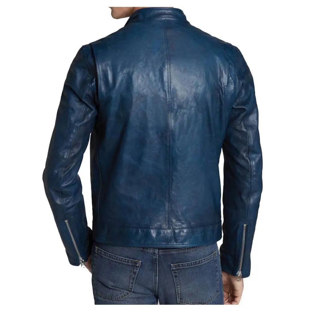 Men's Slim Fit Biker Fashion Leather Jacket-1