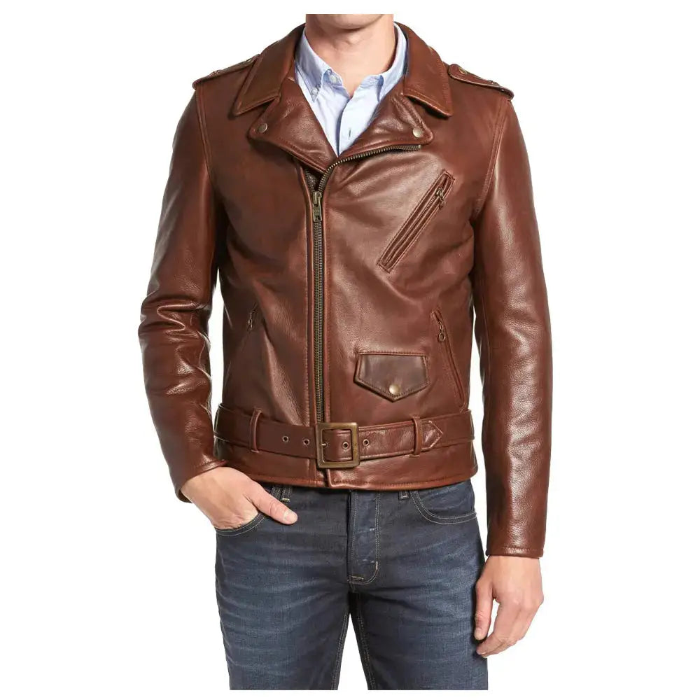 Men's Slim Fit Moto Leather Jacket – USA Style-0