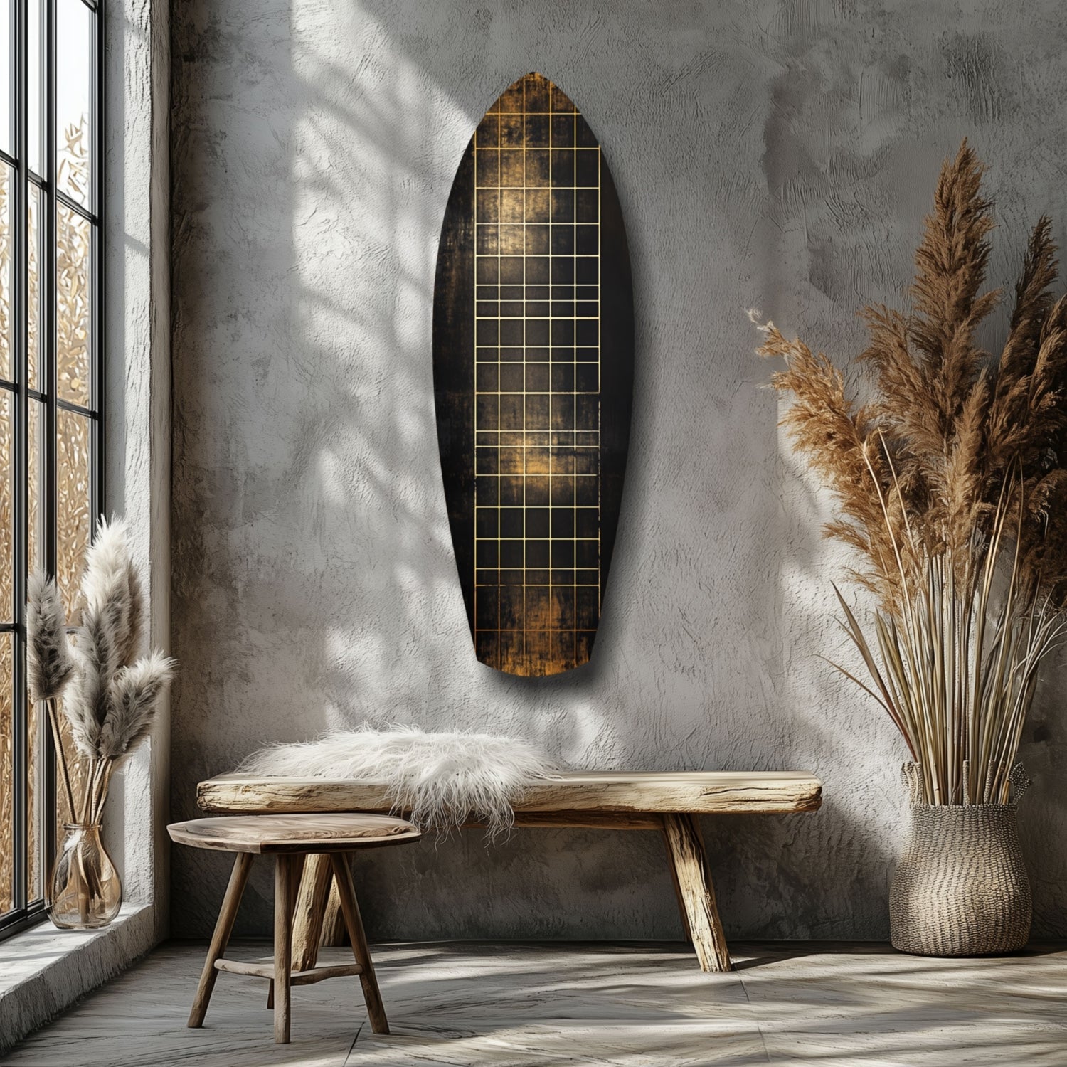 Golden Surf Reflection Glass Wall Art-5
