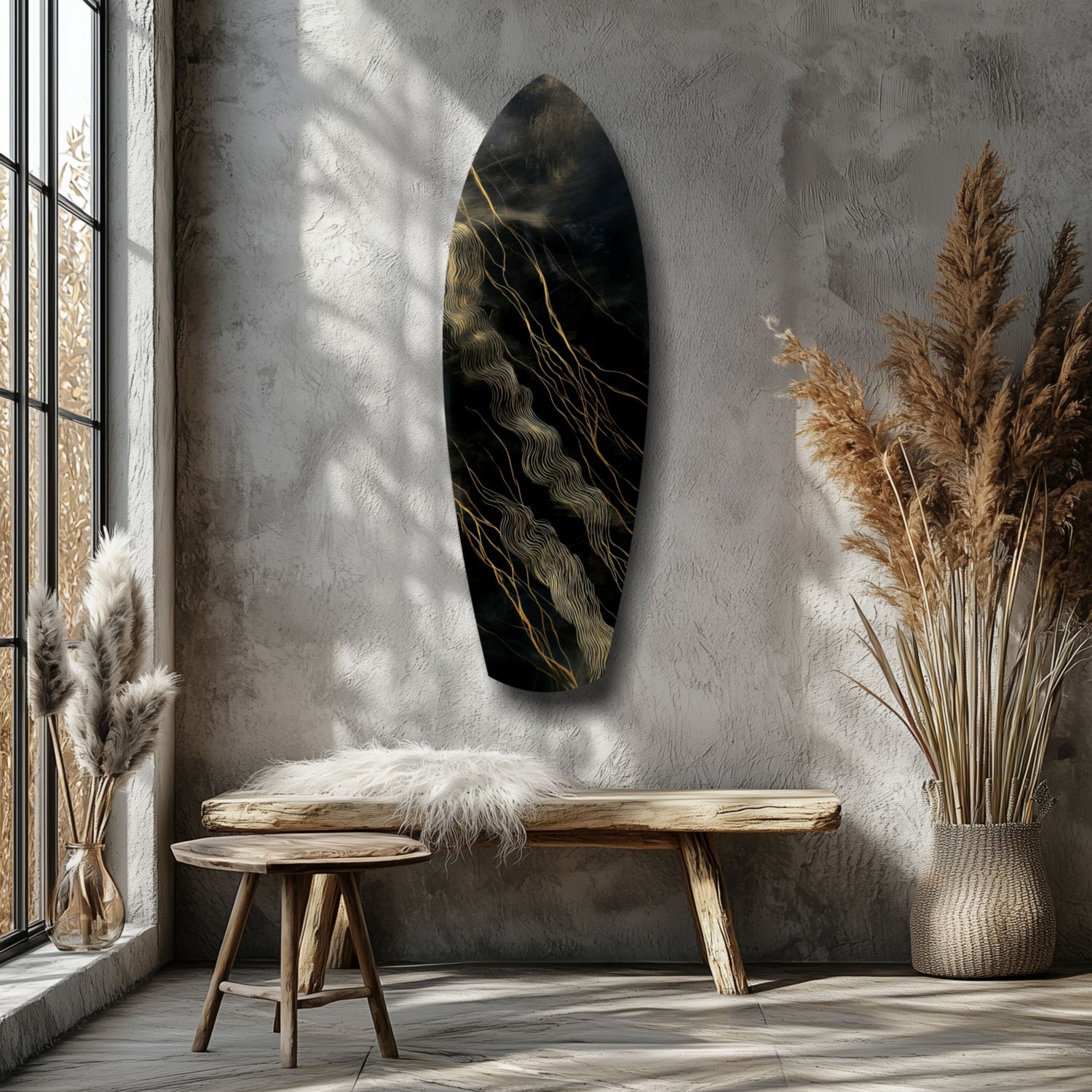 Golden Waves Glass Wall Art-5