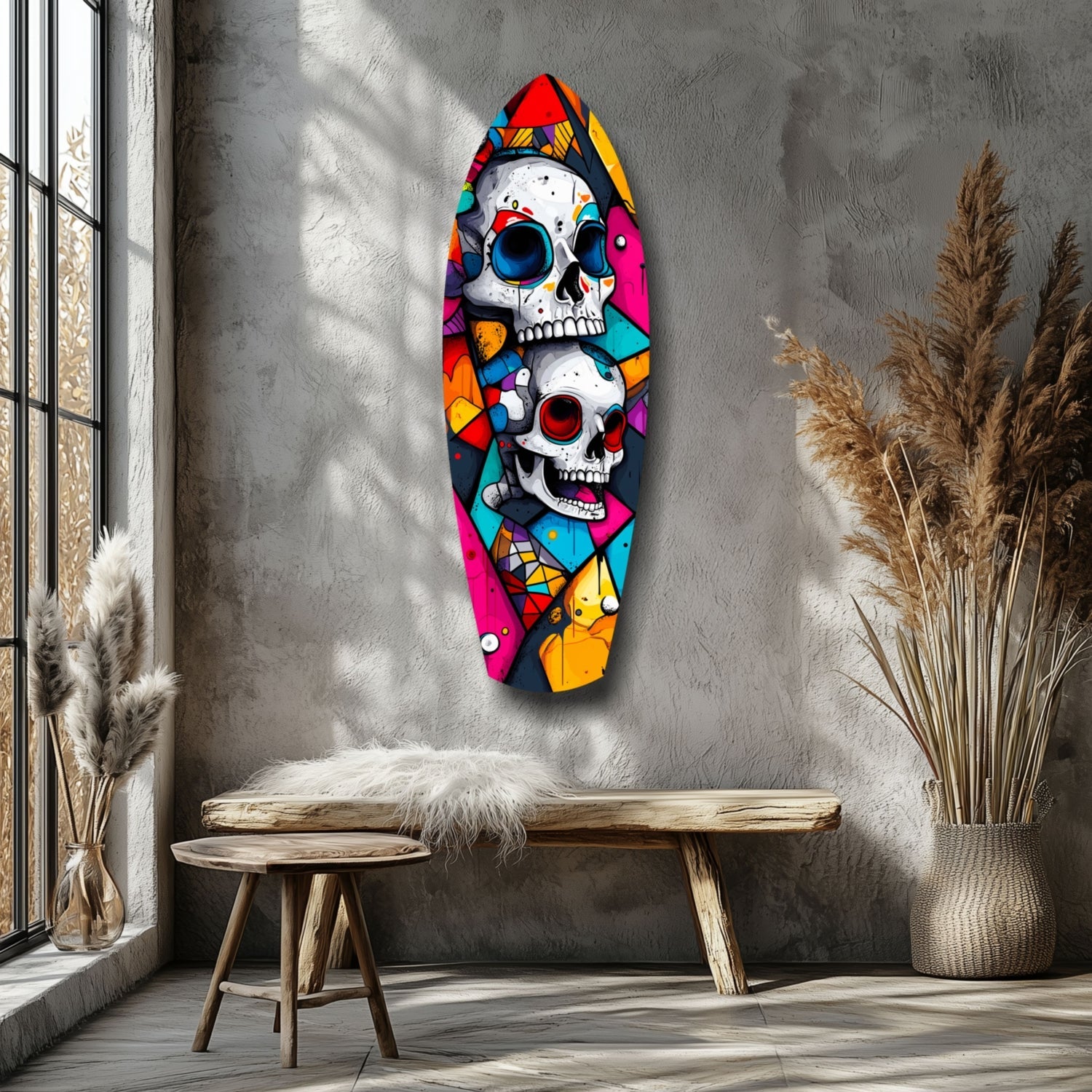 Vintage Skulls Glass Wall Art-5