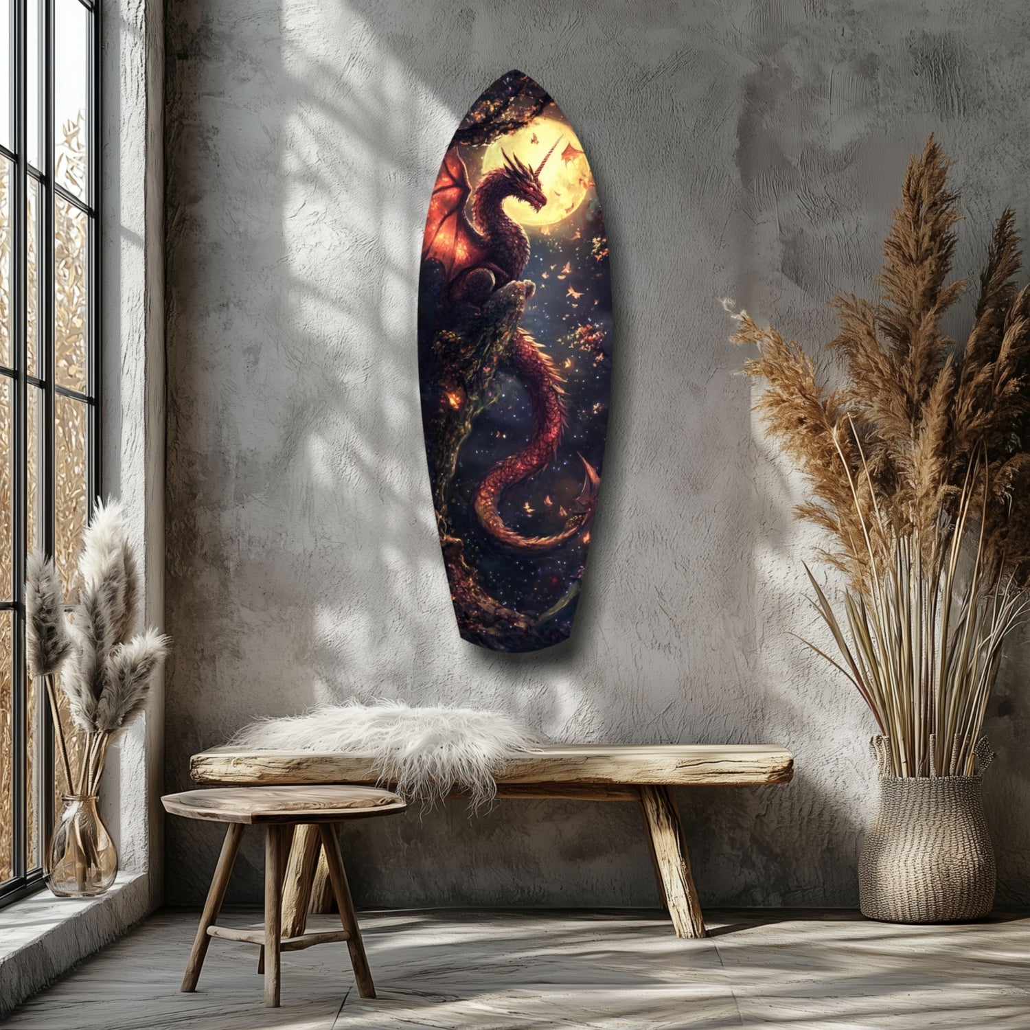 Moonlit Dragon Flight of the Night Glass Wall Art-5