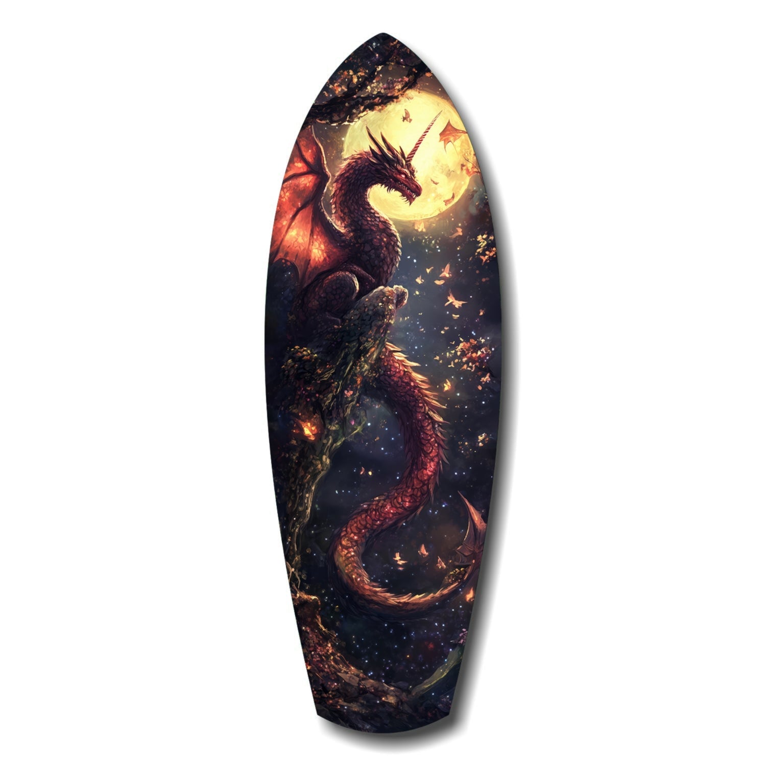 Moonlit Dragon Flight of the Night Glass Wall Art-0