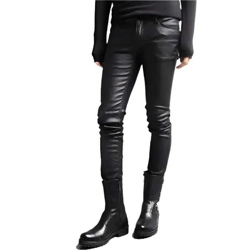 Men’s Street Style Leather Motorcycle Pants-1