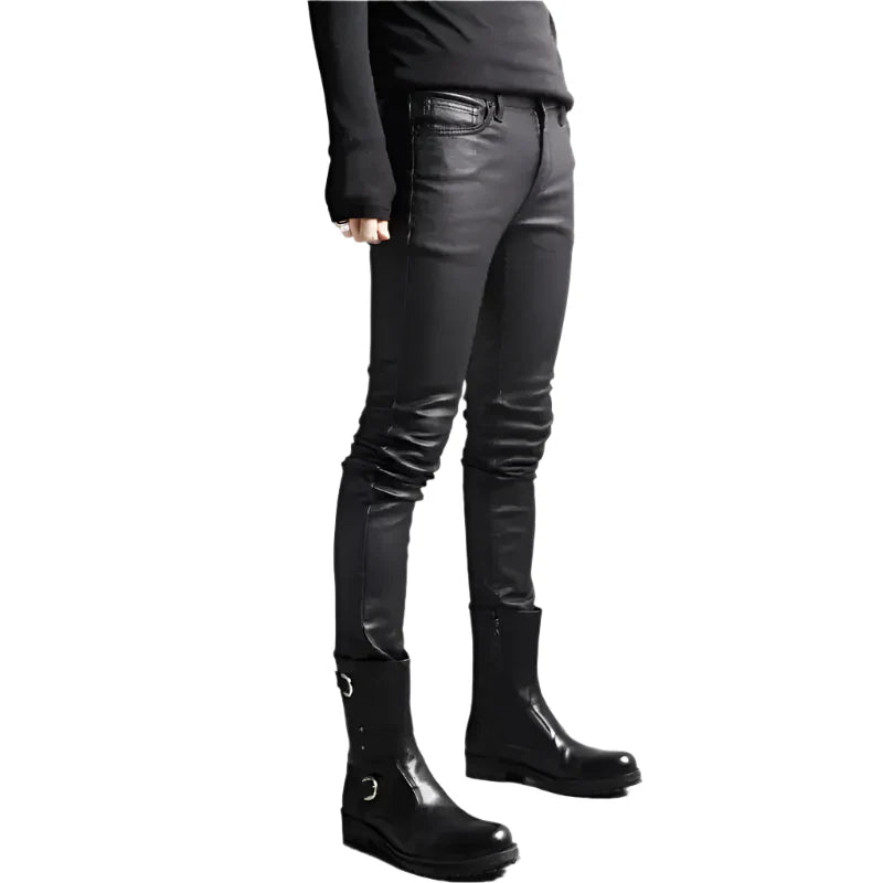 Men’s Street Style Leather Motorcycle Pants-4