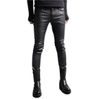 Men’s Street Style Leather Motorcycle Pants-0