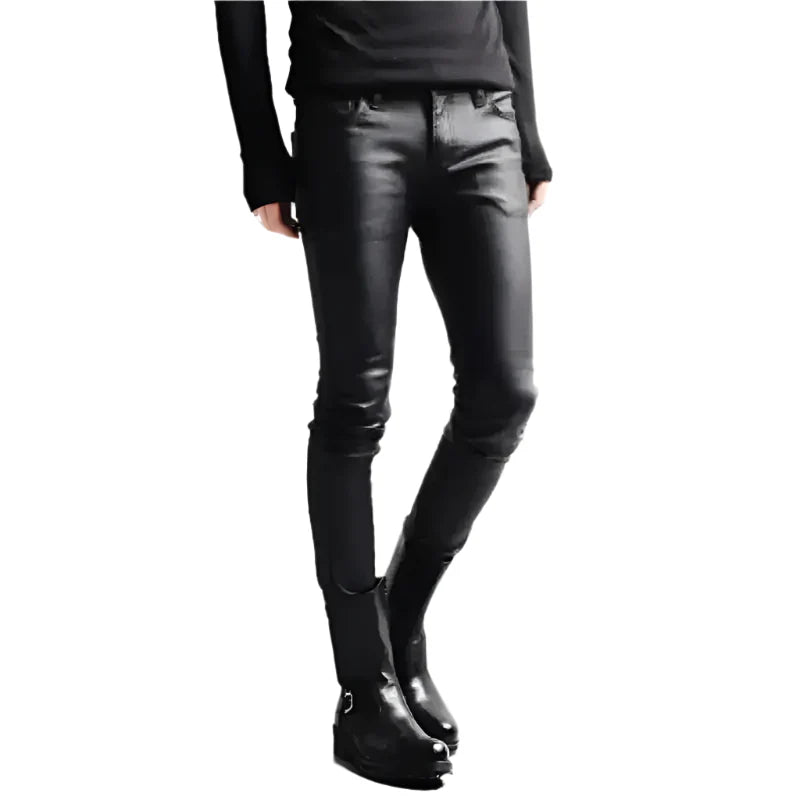Men’s Street Style Leather Motorcycle Pants-3