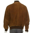 Men's Brown Suede Leather Bomber Jacket-1